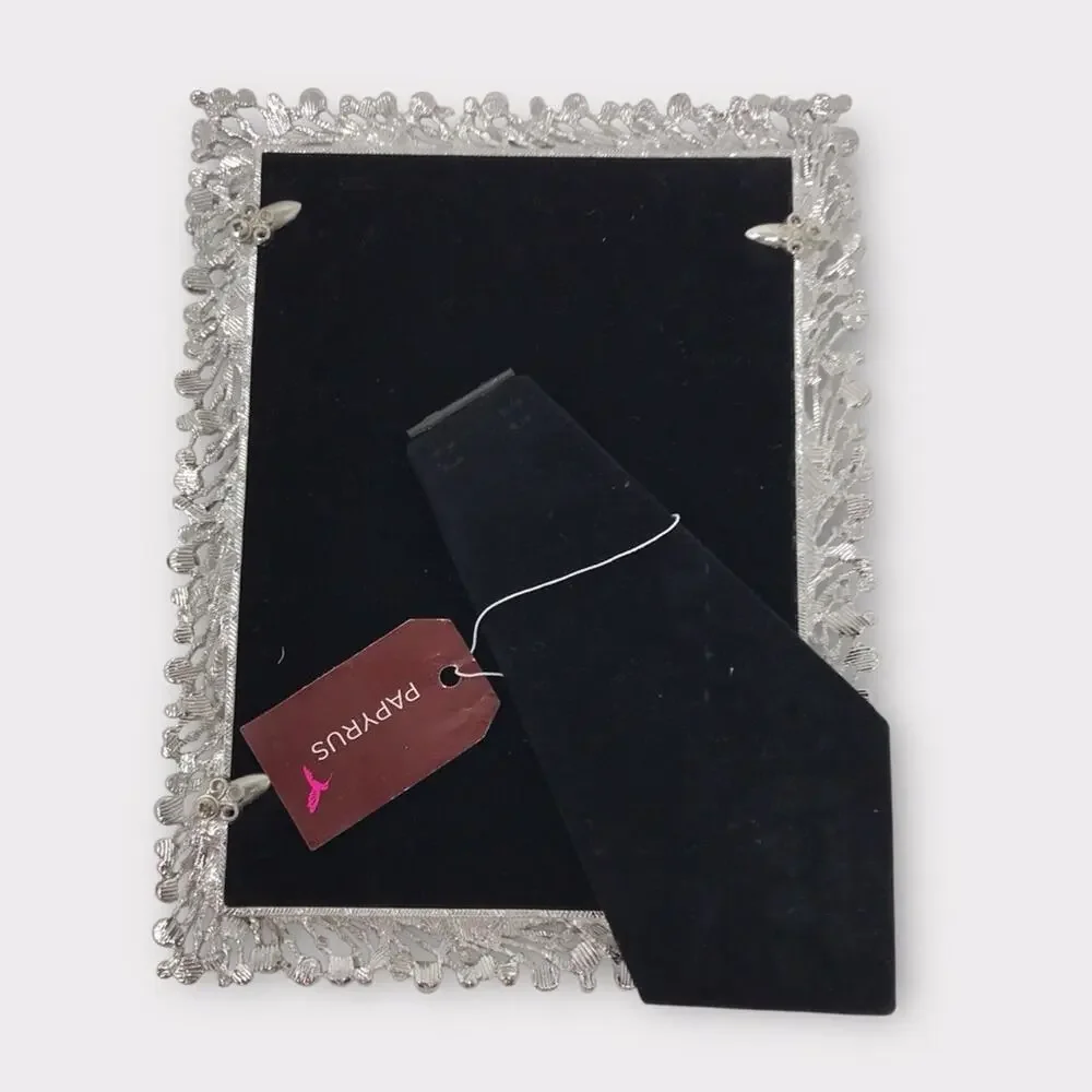 Papyrus NWT Photo Frame 5x7 Silver and Fuchsia Red White & Faux Pearl Gemstone